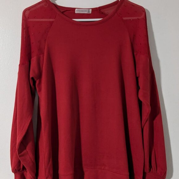 Retrology Sweater Womens Large Red Cable Knit Long Sleeve Round Neck Pullover - Picture 3 of 11